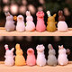 Japón y América New Lindo Simulación Adornos de conejo Mini Animal Modelo Doll Cartoon Micro Paisajismo Suculento Figura de muñeca Caja de regalo Conjunto de conejo Lindo Conjunto de conejo