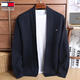 TOME BORNEK American Tommy men's wool jacket cashmere feel cardigan men's loose knitted sweater V-neck thickened sweater Navy 2XL (recommended 160-180Jin Jin equals 0.5 kg)
