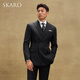 SKARO celebrity style double-breasted suit men's business high-end wedding formal black suit black SKG1001A size 48 top, please note the size of the trousers