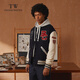 Teenie Weenie Bear Men's Letter Contrast Color 2025 Spring New Casual Fashion Baseball Jacket Navy XL (180)