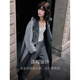 ELLE 100% sheep wool gray hooded woolen coat for women 2025 winter new long wool coat medium gray M