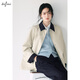 Eveli (eifini) Jiang Xin endorses simple contrasting color Japanese khaki short windbreaker women's jacket 2025 spring new style gray M 110-125Jin Jin equals 0.5 kg