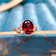 Shien s925 sterling silver natural pigeon blood red garnet ring fashionable personality simple gemstone ring live ring 8*10
