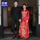 ROMON New Chinese style stand collar tunic suit suit men's Chinese style groom wedding engagement dress suit slim suit black (suit + trousers) 2XL /54 135-150Jin Jin is equal to 0.5kg wear