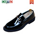 CARTELO crocodile casual leather shoes men's genuine leather formal wear business British glossy one-leg men's shoes youth height increase lazy bean shoes black height increase 41