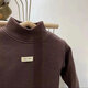 Tonghuai Boys and Girls Bottoming Shirt Plus Velvet Warm Style Top 2025 New Baby Thickened Half Turtle Collar T-Shirt Winter Korean Version One Piece Brown-655 80 (Recommended Height 70-80)