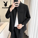 Playboy (PLAYBOY) New Chinese style tunic suit handsome stand collar national style suit jacket suit dress casual Tang suit shoulder pad black jacket + pants belt 2XL