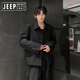JEEP SPIRIT Jeep Boys Shoulder Pad Blazer Autumn and Winter Old Money Style Jacket Short Handsome Casual Suit Black XL