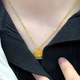 Old Phoenix Gold 9999 popular brushed small sugar cube pendant gold flash necklace new fashion lock pull 45cm