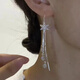 KZD Lao Phoenix 2025 new style trendy 999 pure silver white crystal flower earrings long tassel ear wire for women silver white tassel ear wire 6.55g 彡老风香同 counter direct sales slow delivery within 48 hours