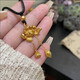 QUAMER Old Phoenix Gold Store Vietnamese Sand Gold Lotus Necklace Women's Ancient Lotus Pendant Gold Sweater Chain Two Generations Gold