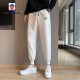 Aemape Casual Hosen Herren weiße Hoodies Neun-Punkte Harem Hosen 2025 Neuer Stil schöner Männerhosen Binden Füße Sporthosen Frühling und Herbst YK217 Weißes Hauptbildmodell reguläre m