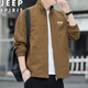 JEEP SPIRIT Jacket Men's Spring and Autumn Casual Trend Versatile Windproof Outdoor Sports Solid Color Lapel Brown L