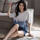 诗静雅（SHIJINGYA） 睡衣女夏季纯棉薄款短袖短裤家居服夏天时尚休闲可外穿套装 CXH 12210女短袖 L 女(推荐100-120斤)