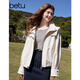 Baitu betu women's clothing 2025 spring new short jacket fashionable outdoor casual hooded windbreaker jacket women 2501T41 beige M
