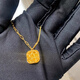 Old Phoenix Gold 9999 popular brushed small sugar cube pendant gold flash necklace new fashion lock pull 45cm
