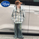 Disney Girls 'Jacke Frühlings- und Herbststil 2025 Neue modische Kinder doppelseitige Herbstkleidung modische Street Girl Plaid Sweatshirt 7027 Blau blau Plaid Doppelsieitiger Mantel 150 cm