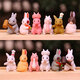 Japón y América New Lindo Simulación Adornos de conejo Mini Animal Modelo Doll Cartoon Micro Paisajismo Suculento Figura de muñeca Caja de regalo Conjunto de conejo Lindo Conjunto de conejo