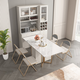 Hanpan slate folding dining table and sideboard integrated multifunctional storage and wine cabinet modern household small apartment retractable dining table Folding dining table cabinet + wine cabinet * 2 + 4 chairs Solid wooden board + delivery and installation
