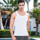 Langsha men's sports white vest pure cotton thick thread spring and summer sleeveless tight-fitting elastic fitness hurdle sweatshirt 1 white 100% cotton stretch XL (175) slim fit recommended to choose one size larger