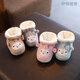 Eaton Drew baby shoes with velvet soft sole cotton shoes in winter thickened 0-3 months 6 to 12 newborn boys toddlers to prevent falling off sky blue inner length 11cm (suitable for 0-6 months)