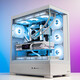 Patriot Star Canlan SE Châssis de chambre avec vue sur la mer Côté panoramique sans colonne Transparent Jeu d'e-sports 360 ​​Ordinateur de bureau refroidi à l'eau Boîtier principal ATX Lan SE Blanc + Ventilateur Aurora Z13 1 Positif 6 Inversé
