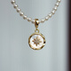 Junbu buckle pendant DIY pearl bare chain bead chain gold-plated necklace white butterfly shell round abalone shell detachable single pendant white butterfly shell single pendant