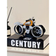 Retro European-style desktop mechanical automatic page-turning clock for home living room and office creative desktop clock ornaments, motorcycle matte black and red, free battery