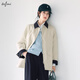 Eveli (eifini) Jiang Xin endorses simple contrasting color Japanese khaki short windbreaker women's jacket 2025 spring new style gray M 110-125Jin Jin equals 0.5 kg