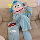 Funny Ugly Fish One-piece Pajamas Women's Coral Velvet Thickened Warm Autumn and Winter Cartoon Cute Couple Pajamas Home Clothes Ugly Fish One-piece Velvet One-piece+Shoes M 100-130Jin Jin equals 0.5 kg High-quality velvet