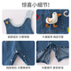 Banxidi baby clothes, autumn clothes, infant jumpsuits, baby cartoon denim overalls, super cute going out clothes, spring and autumn, blue 66cm