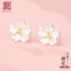 Old Silversmith 925 Silver Cherry Blossom Earrings Fashionable Cute Temperament Simple Jewelry Gift Girlfriend Girl Fresh Silver Flower Earrings Women