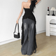 Hui Shihui tube top, pure lust style top, hot girl camisole, women can wear lace outside, tight-fitting seaside wear, sexy style, ruffled tassel, irregular tube top, black L, recommended 110-120 Jin Jin is equal to 0.5 kg