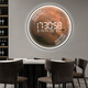 Petite peinture horloge haut de gamme circulaire de lune circulaire salle à manger suspendue accrochage de l'horloge électronique horloge salon 2025 Nouveau style entrée peinture décorative horloge zp3893 [écran d'affichage numérique LED être toujours réglé sur] 24 pouces 60 * 60cm [pas de style léger]
