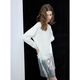 Sancai 2025 spring new laziness, loose, loose, hollow, round collar sweater sweater knitwear horn