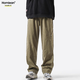 Homlean American pure cotton casual pants men's spring and summer niche trendy brand retro loose workwear long pants HS60 Khaki XL