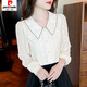 Pierre Cardin (pierre cardin) chiffon shirt women's long-sleeved 2025 spring new style doll collar top-like shirt, chic and beautiful shirt, apricot version - lining L recommended 105-115Jin Jin equals 0.5 kg
