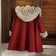 Disney (Disney) girls' velvet coat winter new fashion little girl princess style clothing children's red New Year's greetings jacket red jacket 130