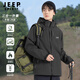 JEEP SPIRIT Jacket Men's Three-in-One Fleece Windproof and Waterproof Jacket Men's Outdoor Coldproof Mountaineering Suit Men's Black XL