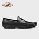 Ram Men's Slip-on Autumn Breathable First Layer Cowhide Peaches Men's Business Casual Shoes Soft Sole Soft Leather Shoes for Men Black 40