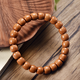 Carp Hericium Head Bracelet Olive Core Point Straight Cut Old Barrel Bead Walnut Single Circle Toy Men and Women Original Leather Original Color 10mm