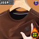 JEEP SPIRIT autumn long-sleeved T-shirt men's autumn and winter new style middle-aged men's sweatshirt plus velvet loose bottoming shirt Spring and Autumn SY-6625 black 3XL 185 recommended 165-180Jin Jin equals 0.5 kg