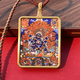 Fat Donglai's same Tibetan hand-painted Thangka titanium steel pendant Mahakala, the God of Wealth as Ming Buddha Mother, hand-knitted necklace with six arms Mahakala 7 to increase luck and protect the body.