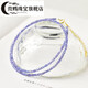 Micro-gifted tanzanite necklace for women, new light luxury niche high-end crystal loose bead bracelet small sugar cube clavicle chain neck chain bead diameter about 2mm - chain length about 38+5cm extension chain