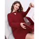 Betu women's new winter dress V-neck bright silk hollow bottom skirt dress female 2412T24 red XS