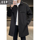 JEEP SPIRIT молодежная свободная модная однотонная ветровка средней длины на весну и осень, повседневная красивая модная куртка в корейском стиле, мужской универсальный топ черного цвета 2XL
