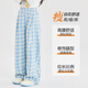 优优1点（Yoyo one）女童阔腿裤2025新款大童休闲直筒春季儿童蓝色格子裤洋气春装裤子 15270藏青色 120 120cm