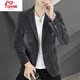 An Chuxia Spring and Autumn Men's Suit Jacket Korean Style Slim Corduroy Suit Men's Trendy Handsome Casual Single Suit Top Gray XL