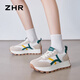 
ZHR casual shoes for women thick sole height-enhancing sneakers for female students lightweight and versatile fashion women's shoes G686 Mian green 37