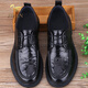 JIFAN Light Luxury Brand Leather Shoes Men's Spring British Business Casual Formal Shoes Men's Genuine Leather Soft Sole Soft Surface Derby Shoes Black Sleeve Metal H Style 41